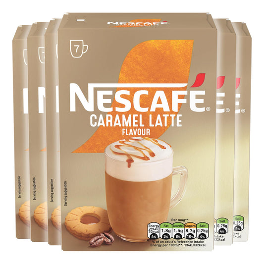 NESCAFÉ LATTE Caramel Instant Coffee Sachets x7 (Pack of 6, Total 42 Sachets)