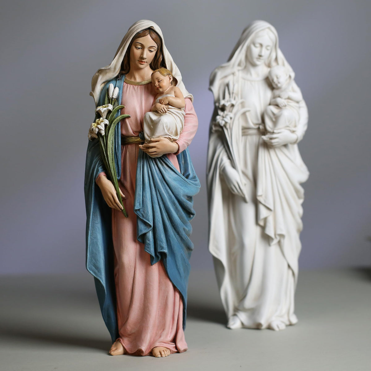 Grace4Joy Madonna and Child Statue 13.5 Inch Hand Painted Virgin Mary