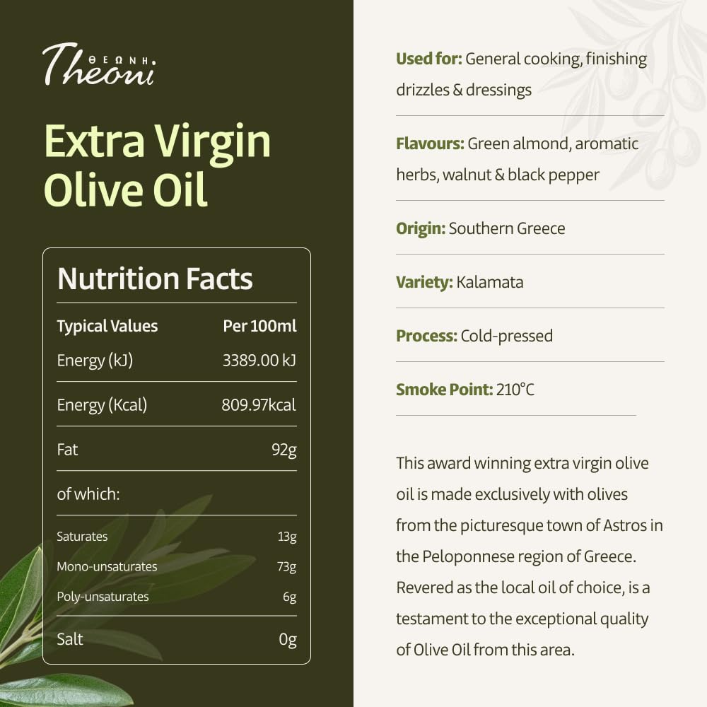 Theoni Extra Virgin Olive Oil Cold Pressed Greek 5 Litre