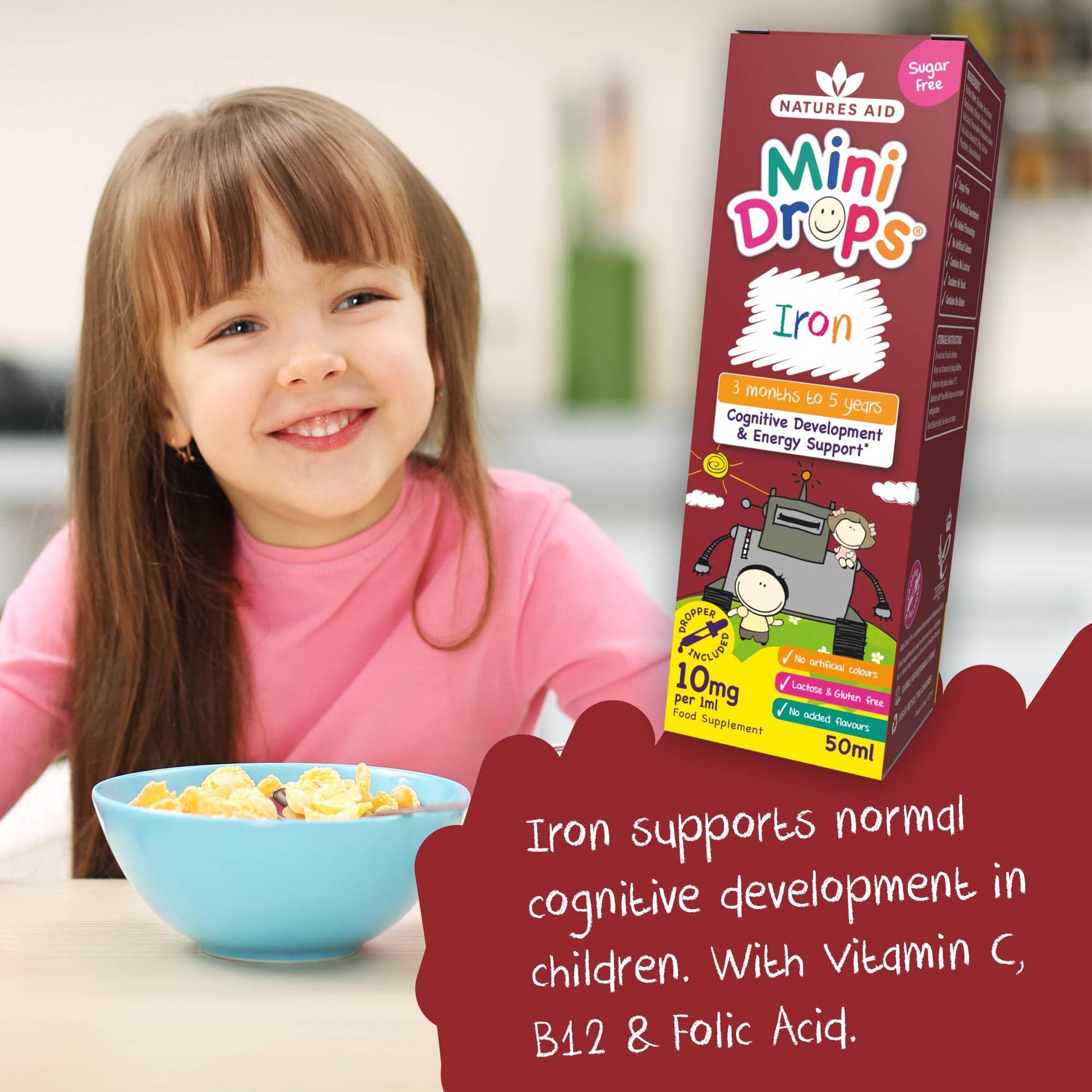Natures Aid Mini Drops Iron Supplement for Kids 50ml