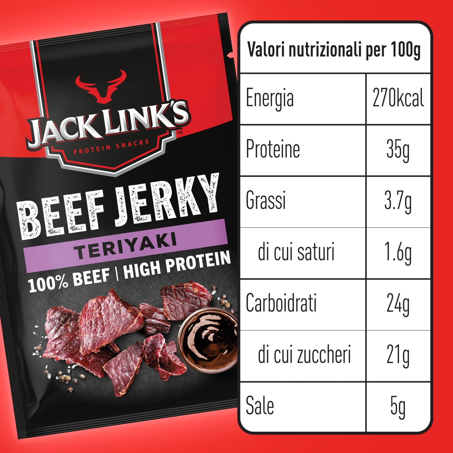 Jack Link's Beef Jerky Teriyaki 12 x 40g High Protein Snack