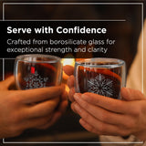 Premium Mulled Wine Glasses 220ml Set of 4, Double Walled Snowflake Design 8x8cm