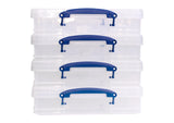 Really Useful Box 7 Litre Clear Plastic Storage Container 4x Pack with Clip Handles
