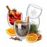 Premium Mulled Wine Glasses 220ml Set of 4, Double Walled Snowflake Design 8x8cm