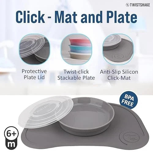 Twistshake Baby Suction Plate & Placemat Set Mini | BPA-Free in Grey