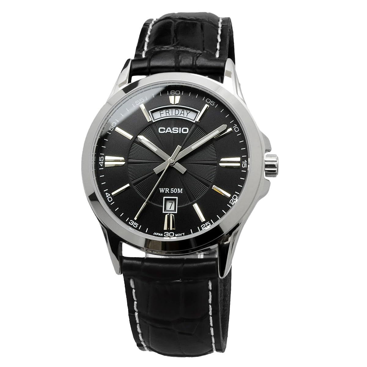 Casio MTP-1381L Black Analog Quartz Men's Watch & Classic Leather Strap