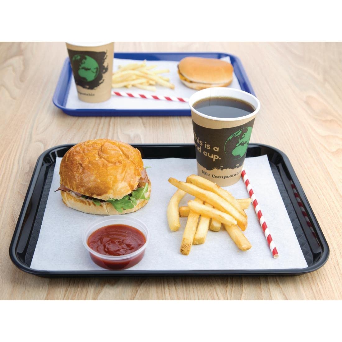 Olympia Kristallon Fast Food Tray in Black 275x353mm Premium Non-Slip