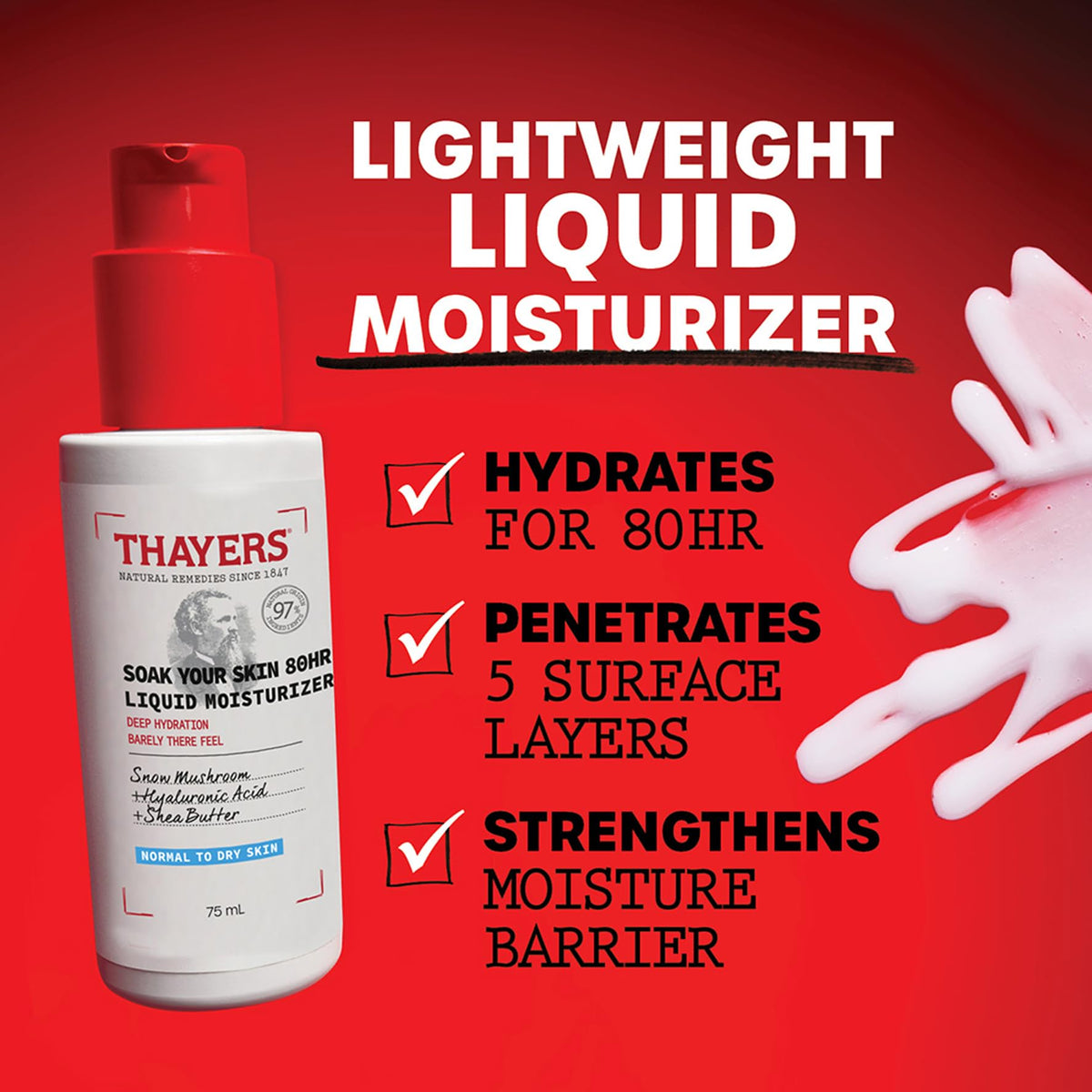 Thayers Soak Your Skin 80HR Liquid Hyaluronic Face Moisturiser 75ml - Fragrance-Free & All Skin Types
