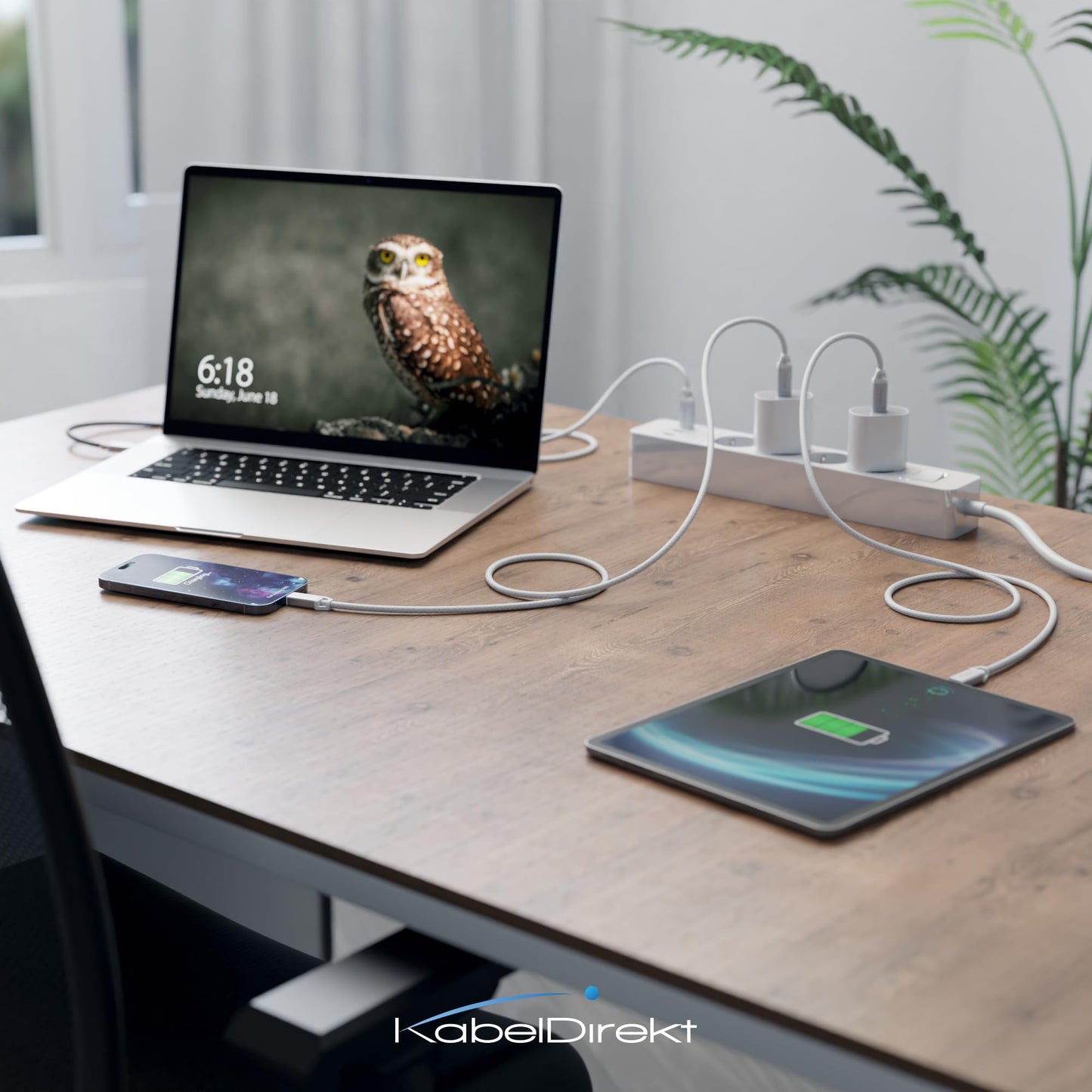 KabelDirekt USB-C Cable 2x2m Fast Charging 60W Nylon Braided