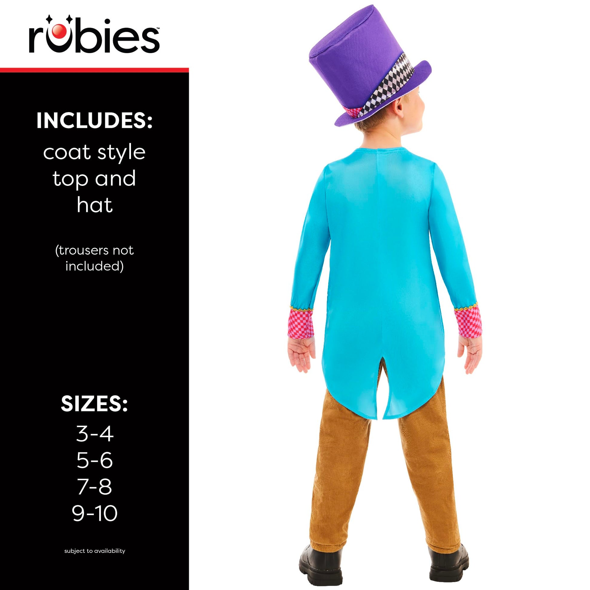 Rubies Official Eccentric Hatter Costume Fancy Dress Age 3-4