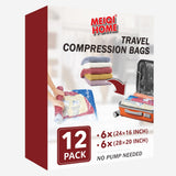 Vacuum Storage Bags 12 Pack Compression Sealer Travel Bags - Space Saver