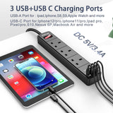 Extension Lead 2M with 4 USB Ports - Black Power Strip Extension Surge Protector