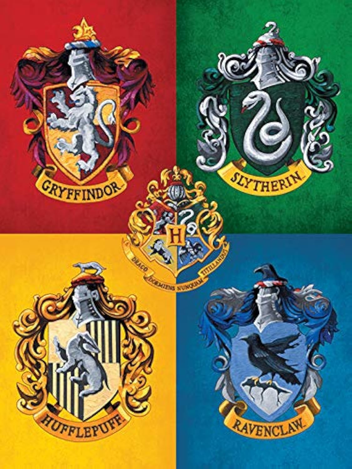 Pyramid International Harry Potter Canvas Print Hogwarts Crests 60cm x 80cm