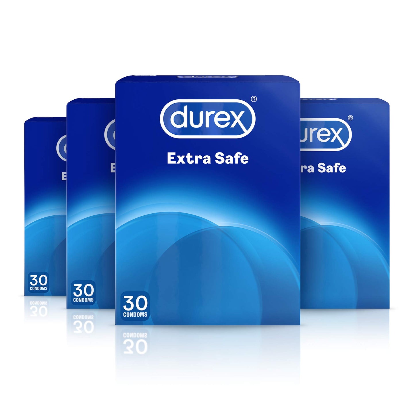 Durex Extra Safe Condoms 4 x 30 Pack - Thicker & Lubricated, Natural Rubber Latex