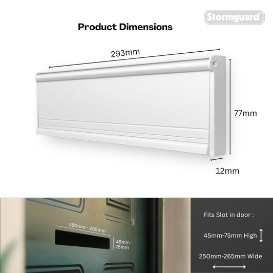 Stormguard Letter Box Cover Internal External with Draught Brush & Flap - White