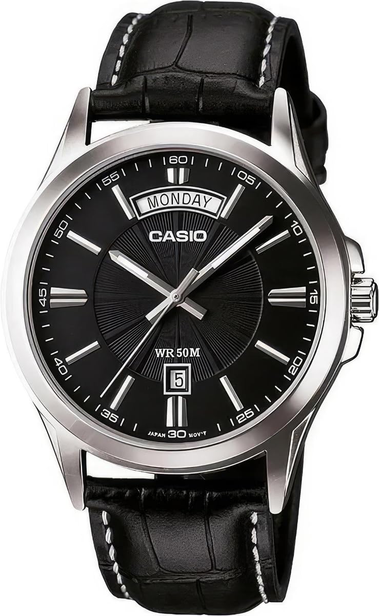Casio MTP-1381L Black Analog Quartz Men's Watch & Classic Leather Strap