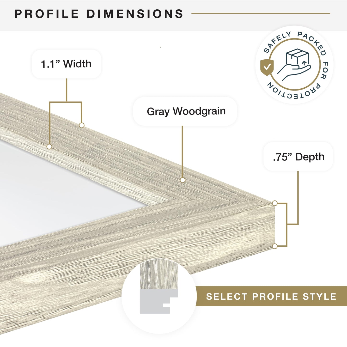 MCS Studio Gallery Frame Gray Woodgrain 16 x 20 Inch Premium Rectangular Photo-Frame