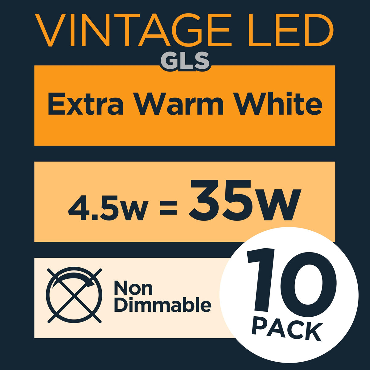 Status 4.5W LED Filament Bulb A60 GLS BC 400 Lumens Warm White
