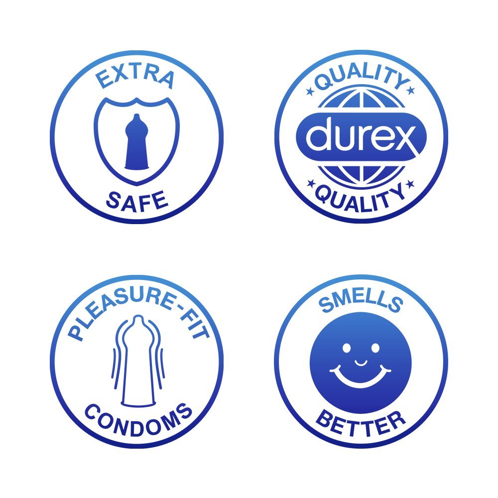 Durex Extra Safe Condoms 4 x 30 Pack - Thicker & Lubricated, Natural Rubber Latex