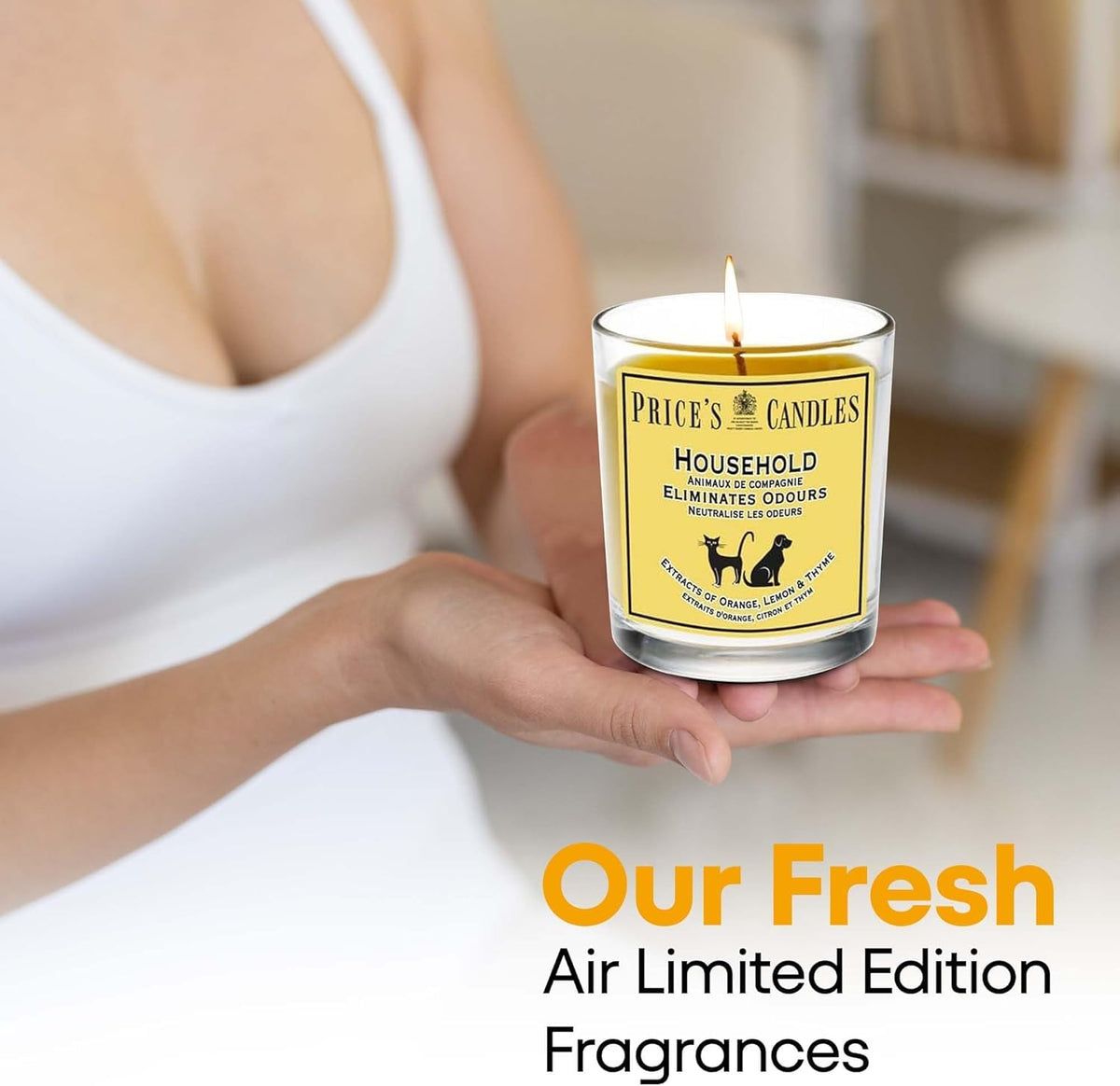 Price's Candles Set of 3 Fresh Air Odour Removing Jar Candles, Household, Chef & Open WIndow