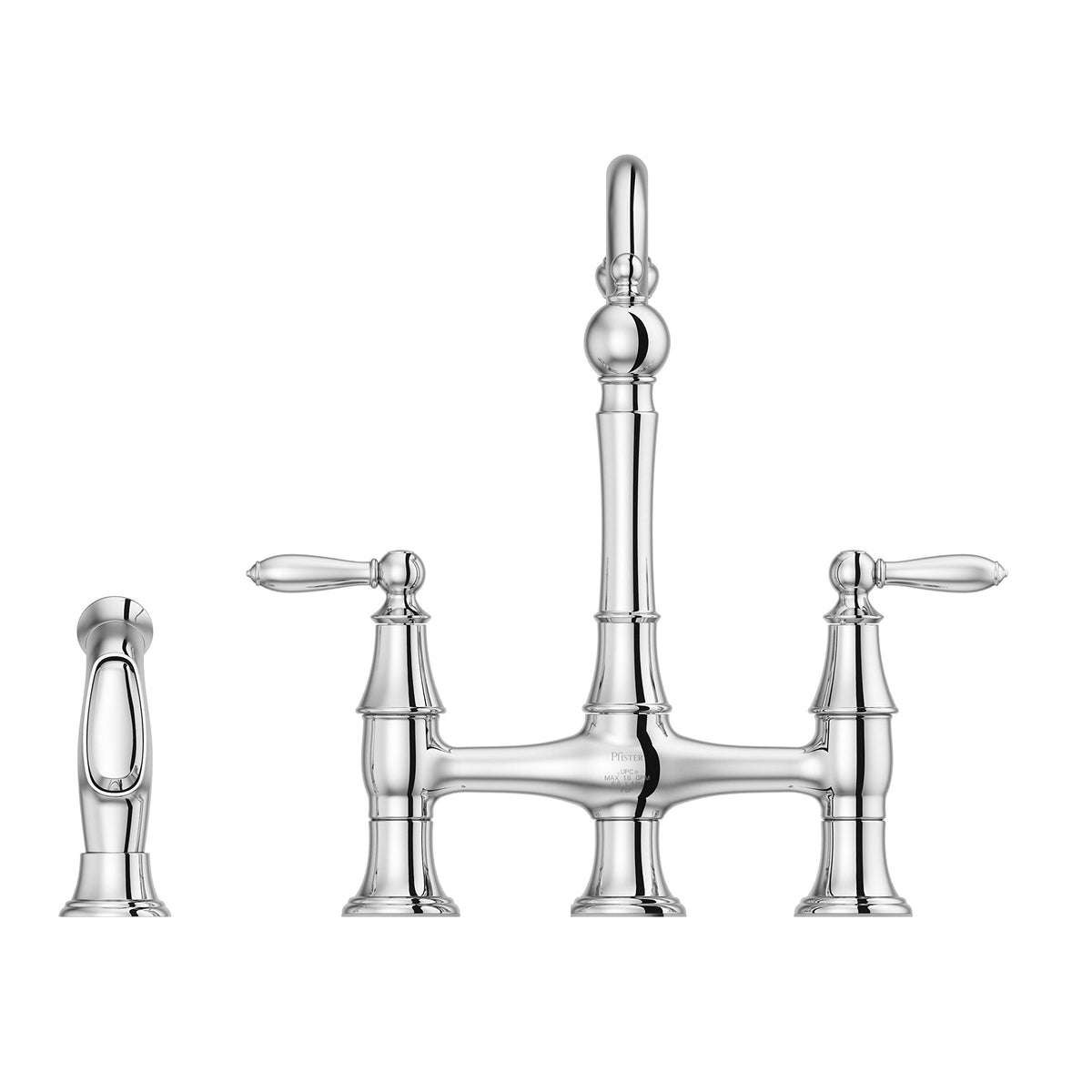 Pfister Courant Bridge Kitchen Faucet Polished Chrome with Side Sprayer