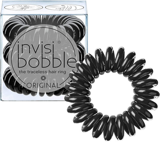 INVISIBOBBLE Original Black Spiral Hair Tie 3 Pack Traceless Strong Hold Hair Rings