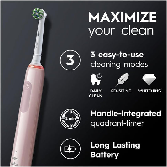 Oral-B Pro 3 Series 3 Electric Toothbrush with 3D White Toothpaste (Pink)