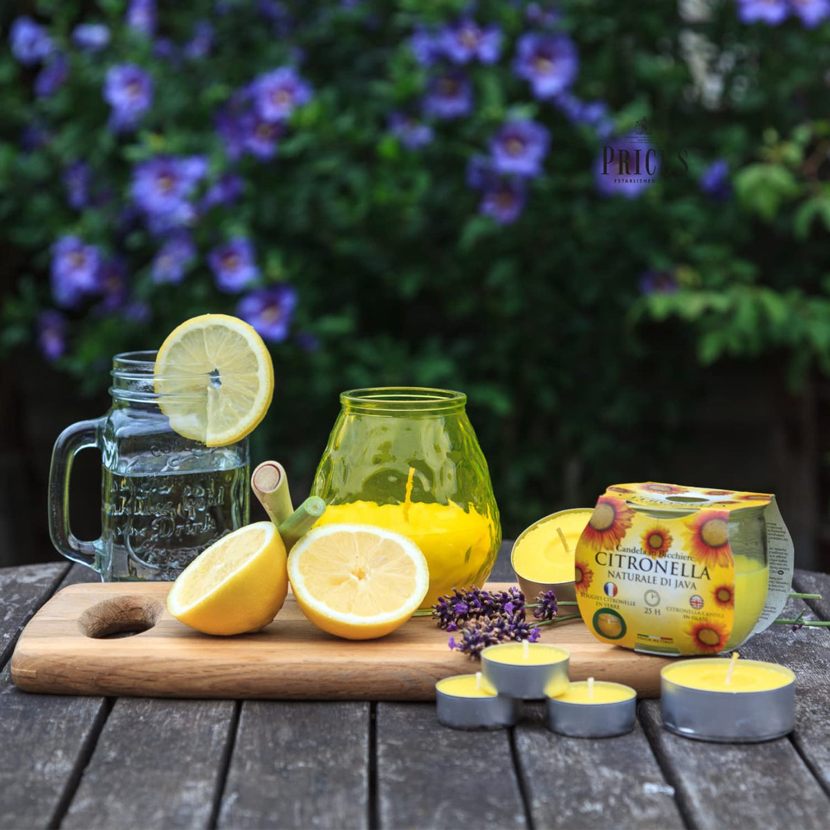 Price's Candles Citronella Glo-Lite Glass Candle Jar 6x Pack, Long Burning Garden Candle