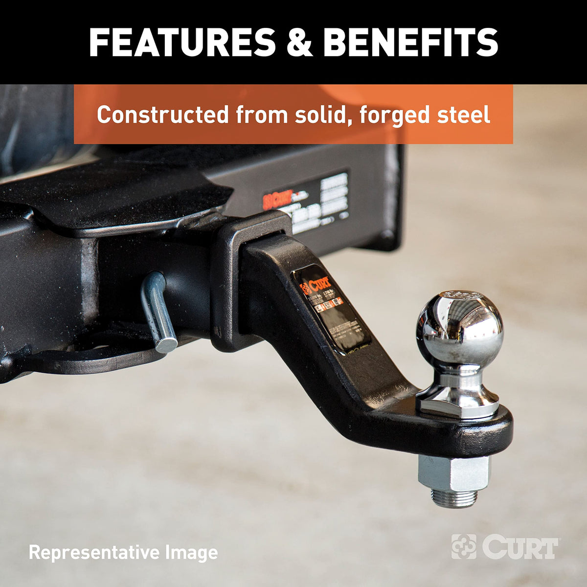 CURT 45458 Commercial Duty Forged Trailer Hitch Ball Mount 20,000 lbs