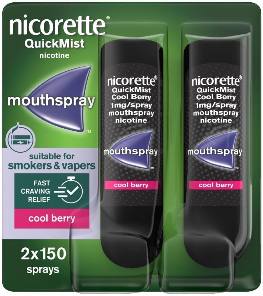 Nicorette QuickMist Mouthspray 2 x 150 Sprays Cool Berry
