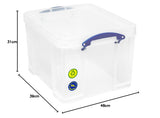 Really Useful Box 35L Clear Plastic Storage Box with Secure Lid