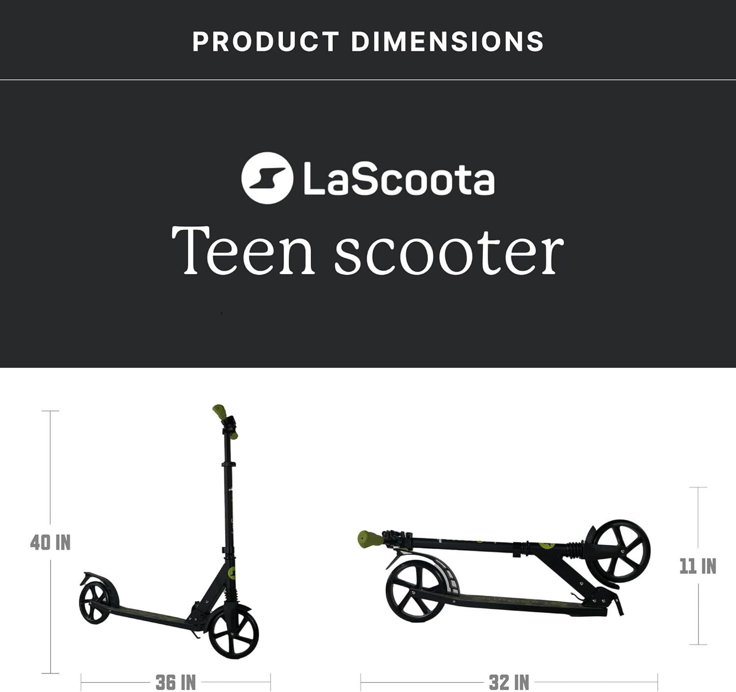LaScoota Kick Scooter Foldable & Adjustable for Kids/Teens/Adults - Retro (Imperfect Box)