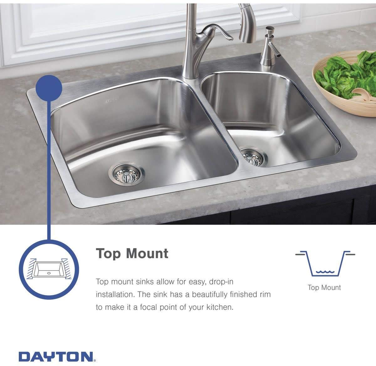 Elkay Dayton Single Bowl Top Mount Stainless Steel Kitchen Sink 25"