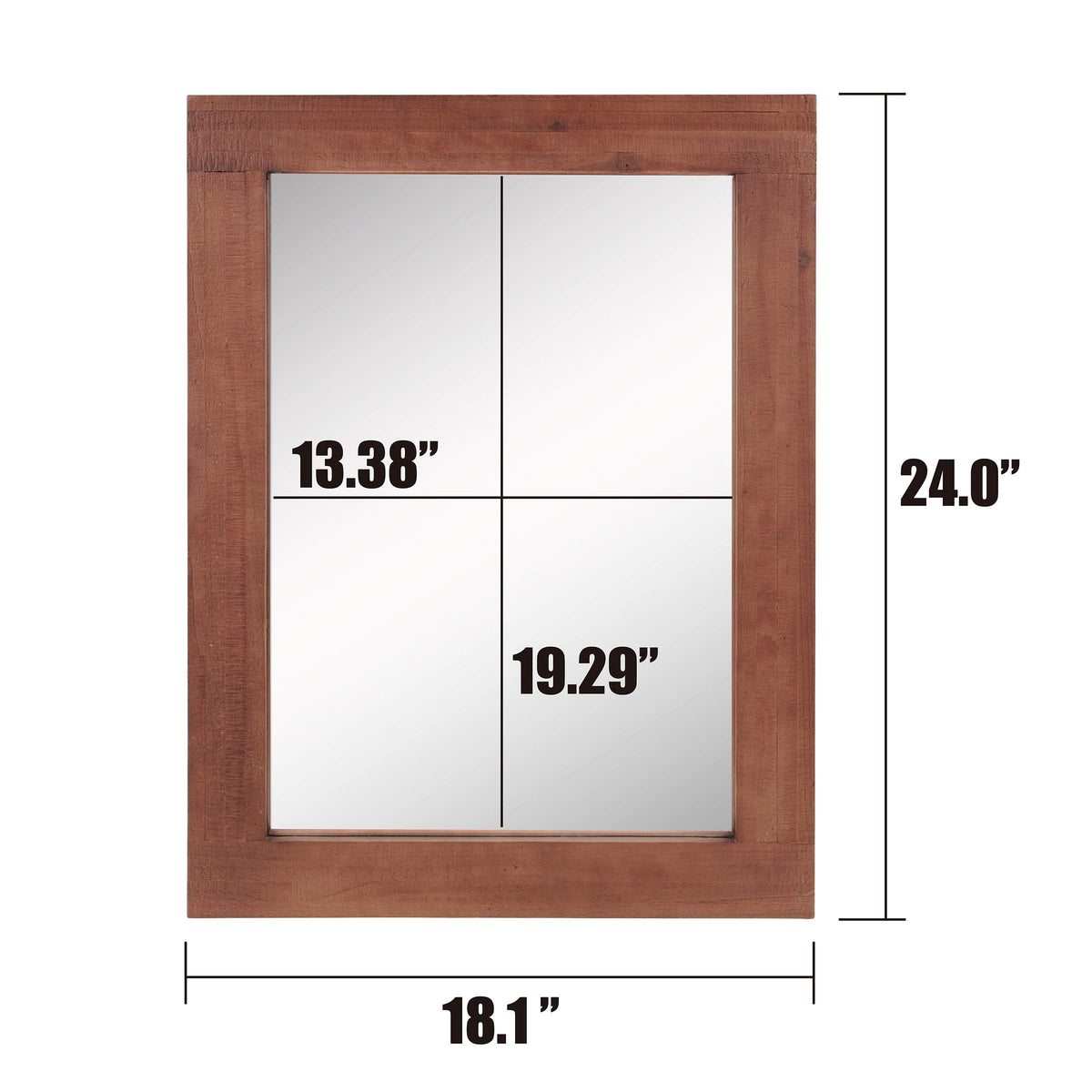 Stonebriar Rustic Rectangular Redwood Wooden Frame Hanging Wall Mirror for Vertical or Horizontal Display 24"x18"