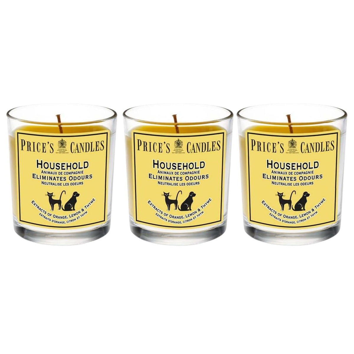 Price's Candles Set of 3 Fresh Air Odour Removing Jar Candles, Household & Pet