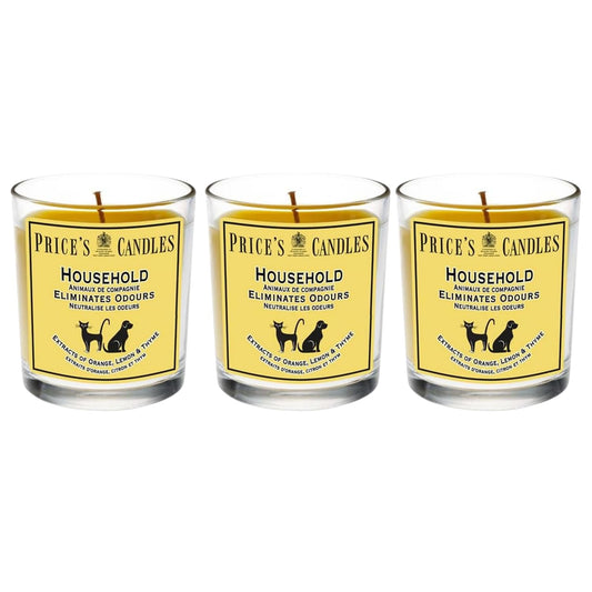 Price's Candles Set of 3 Fresh Air Odour Removing Jar Candles, Household & Pet