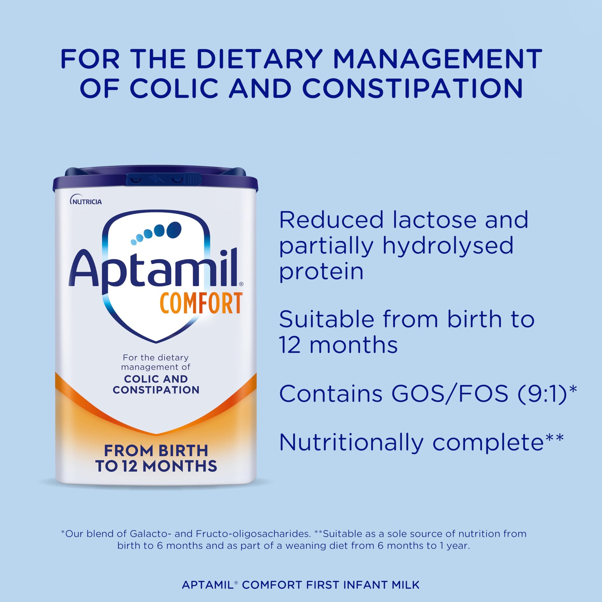 Aptamil Comfort Baby Milk Powder Formula Birth 800g Pack of 4, For Colic, Constipation & Reduced Lactose
