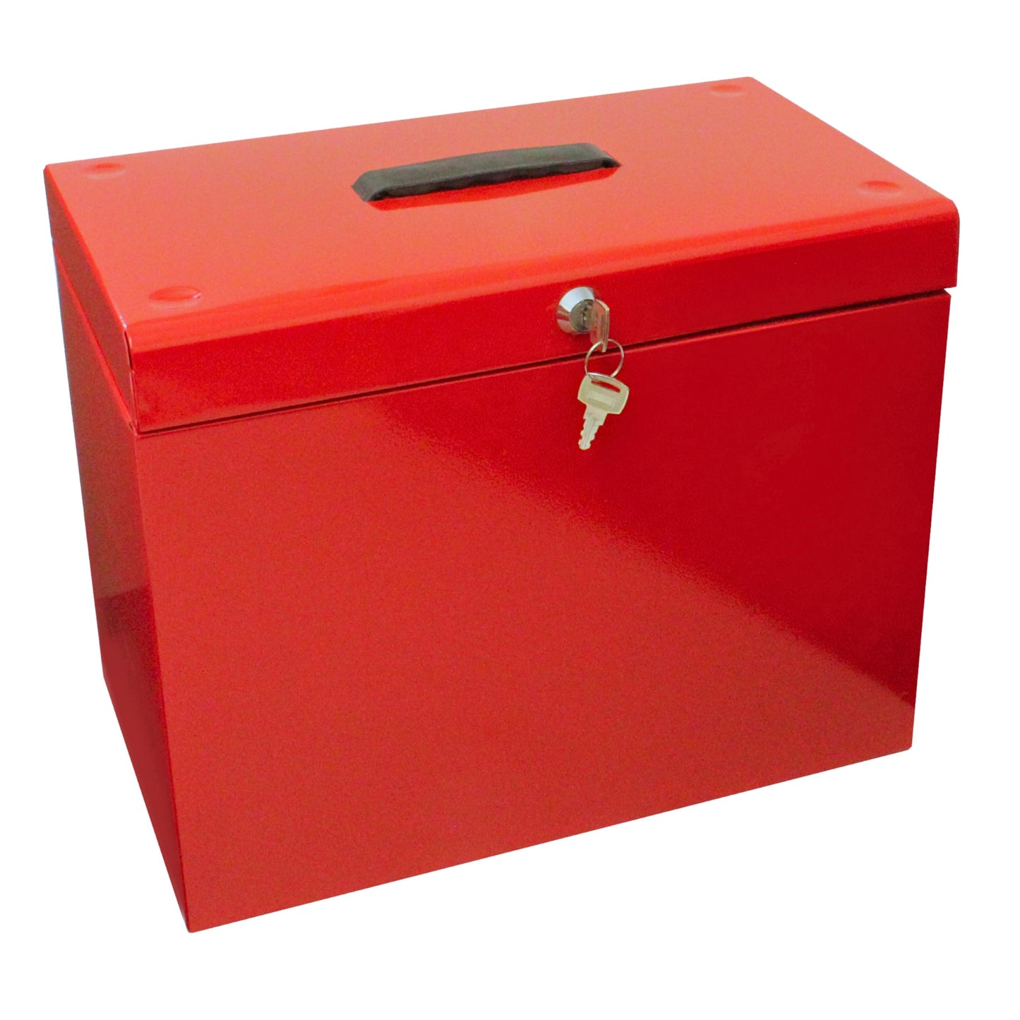 Cathedral Products A4 Steel File Box with 5 Suspension Files, with Key Lock in Red
