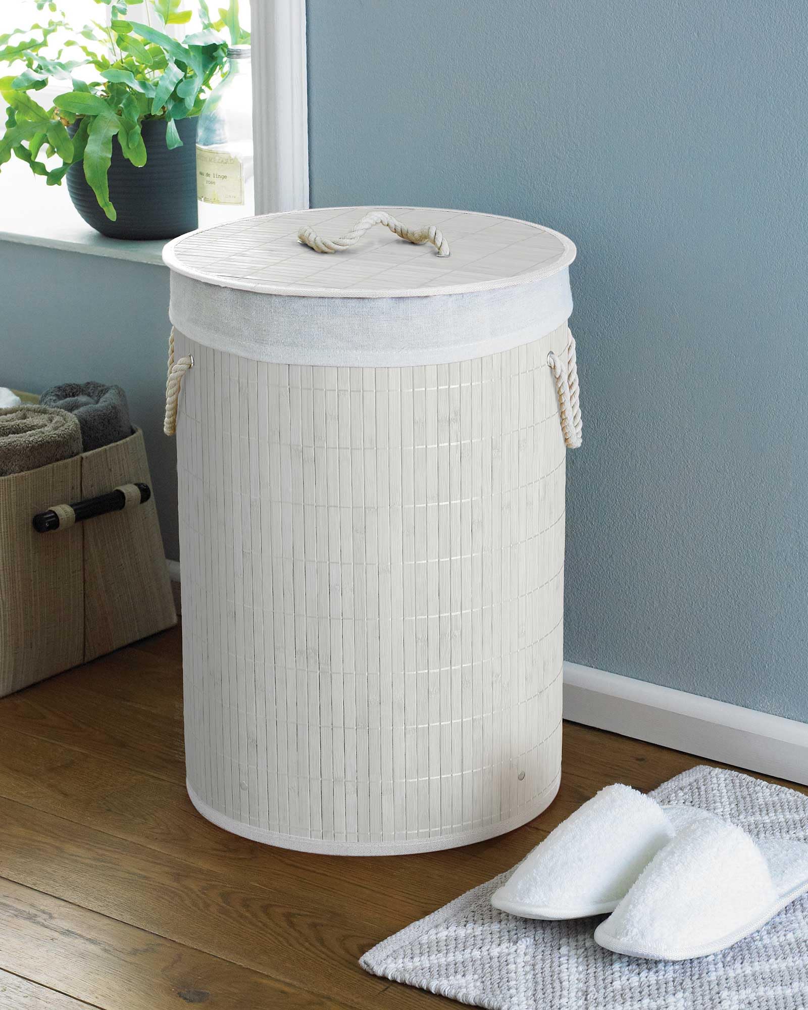 COUNTRY CLUB Folding Bamboo Laundry Hamper Basket Storage Bin Dirty
