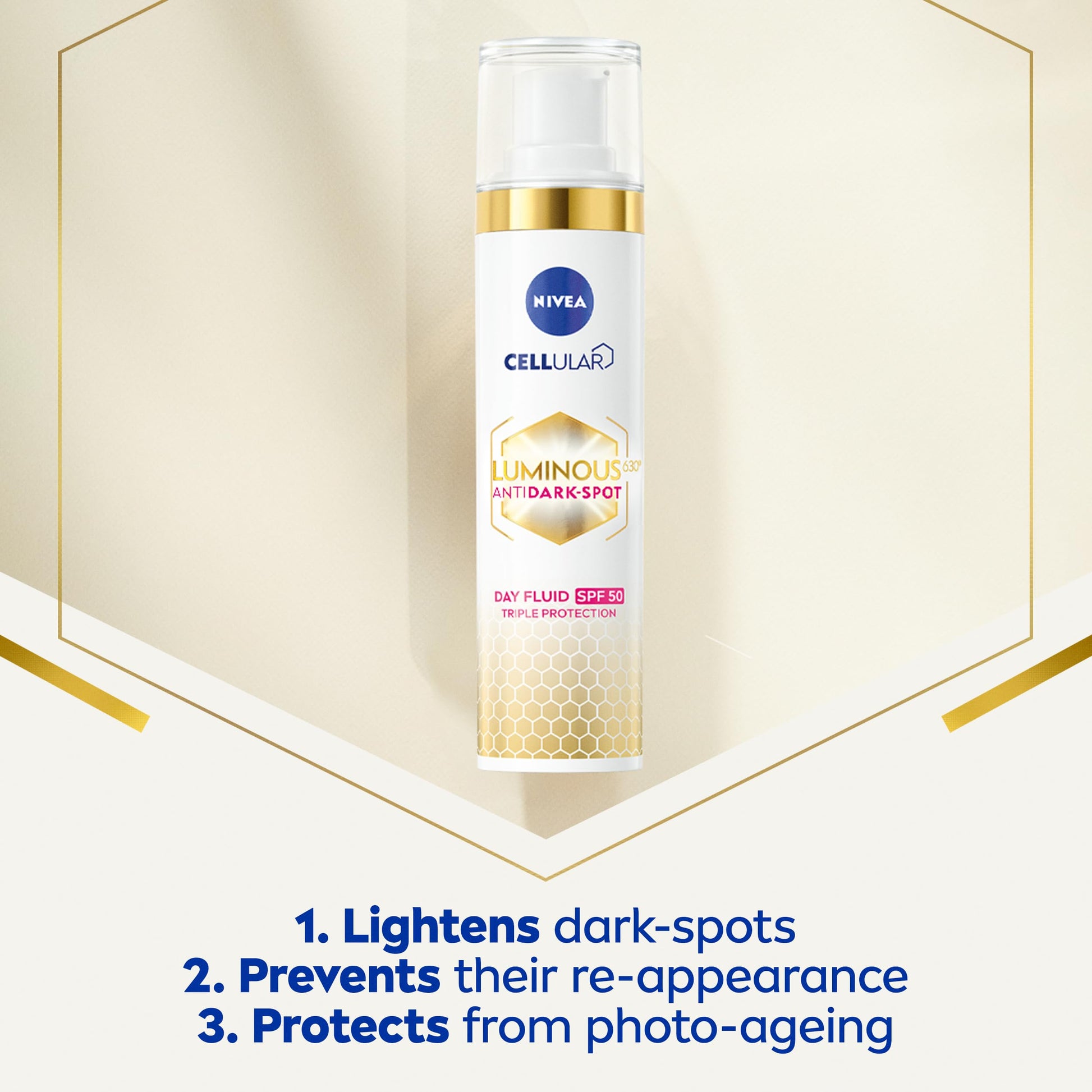 NIVEA Cellular Luminous 630 Anti Dark-Spot Daily UV Fluid SPF 50 40ml with Hyaluronic Acid