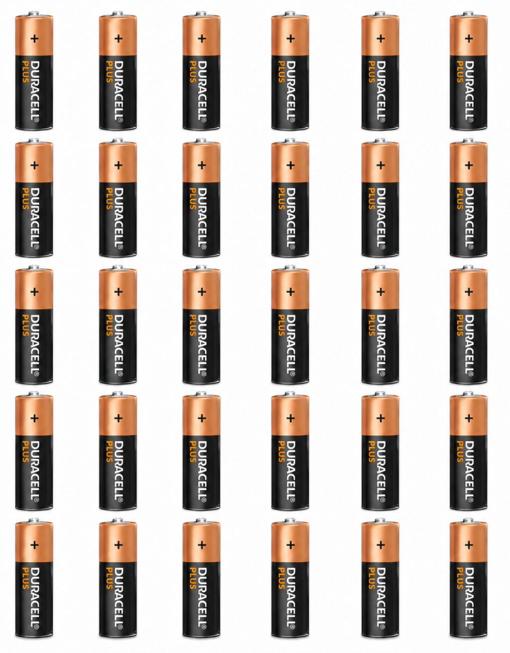 30 x Loose Duracell Plus AA Alkaline Batteries - Extra Life Power Boost - Repackaged