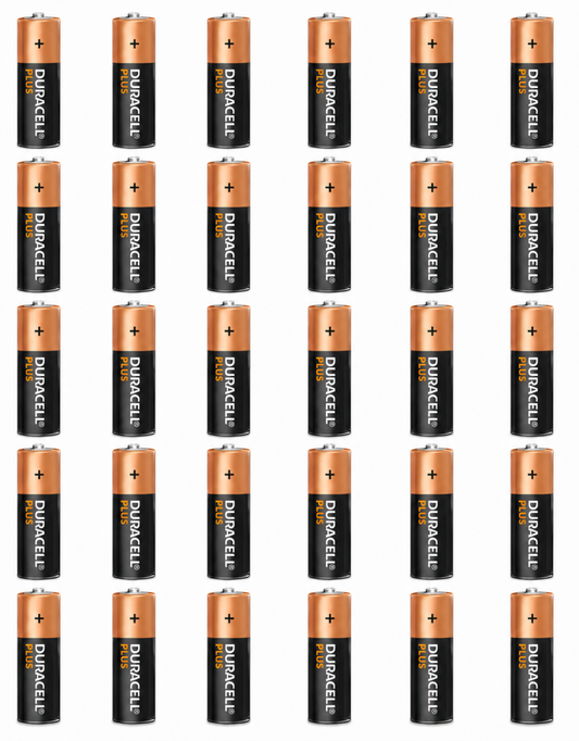 30 x Loose Duracell Plus AA Alkaline Batteries - Extra Life Power Boost - Repackaged