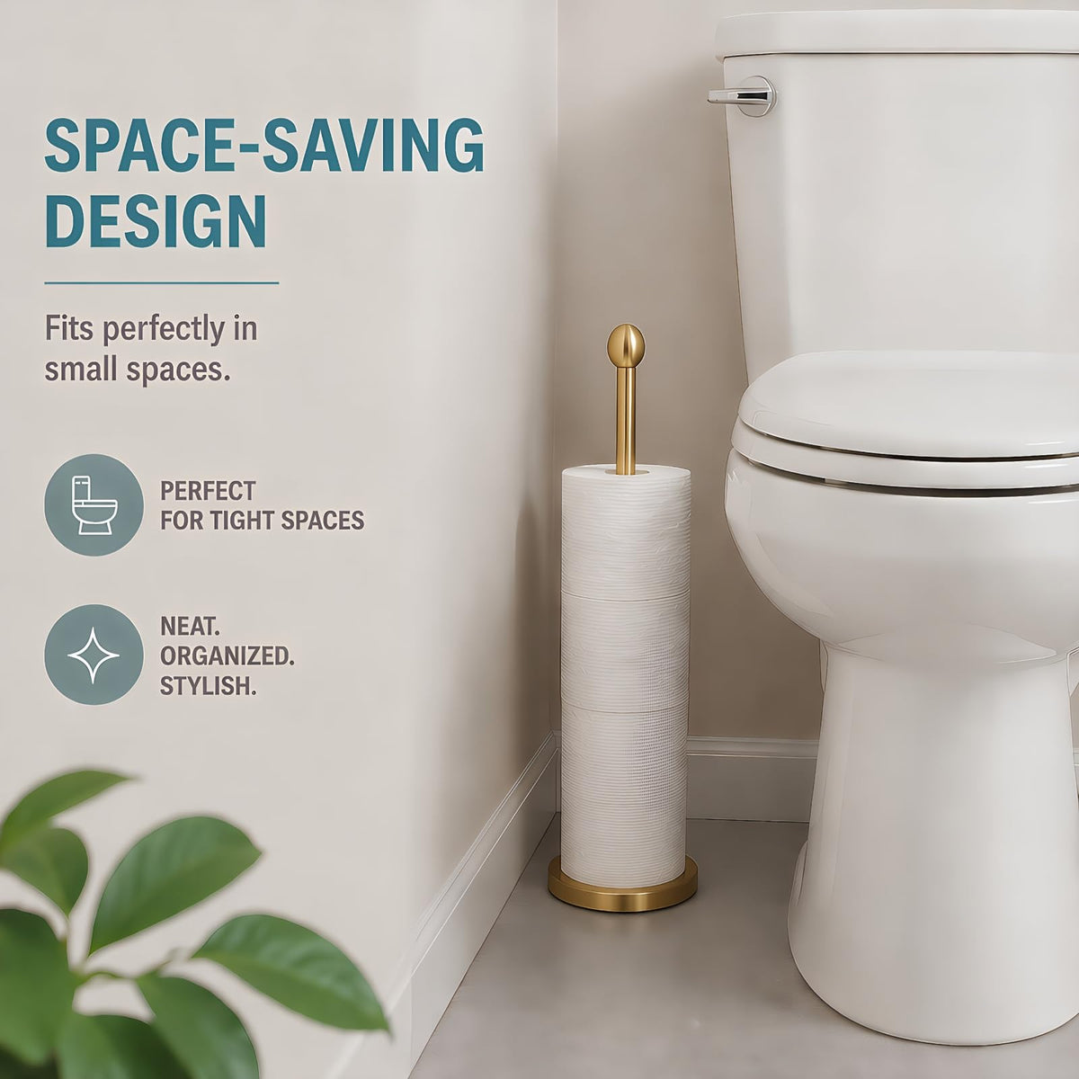 Gold Toilet Paper Holder Stand with Reserve for 4 Rolls
