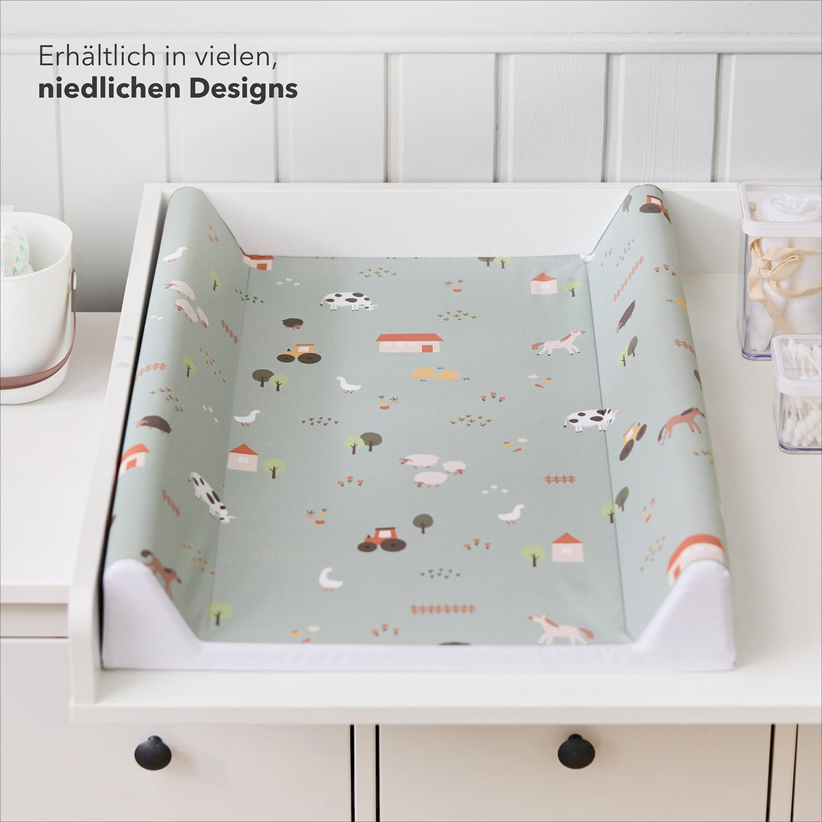 Baby Changing Mat Wedge Bear 50x70cm Waterproof Pad in Grey/White
