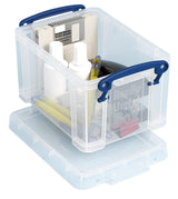 Really Useful Box 1.6 Litre Clear Plastic Storage Container 2x Pack with Clip Handles
