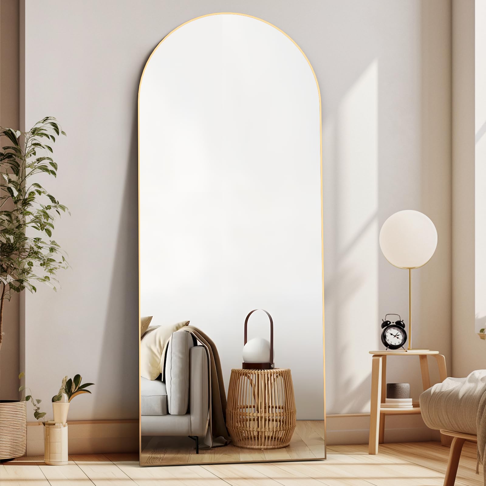 Large Gold Arch Floor Free Standing Mirror 165cm x 60cm Full Length Standing