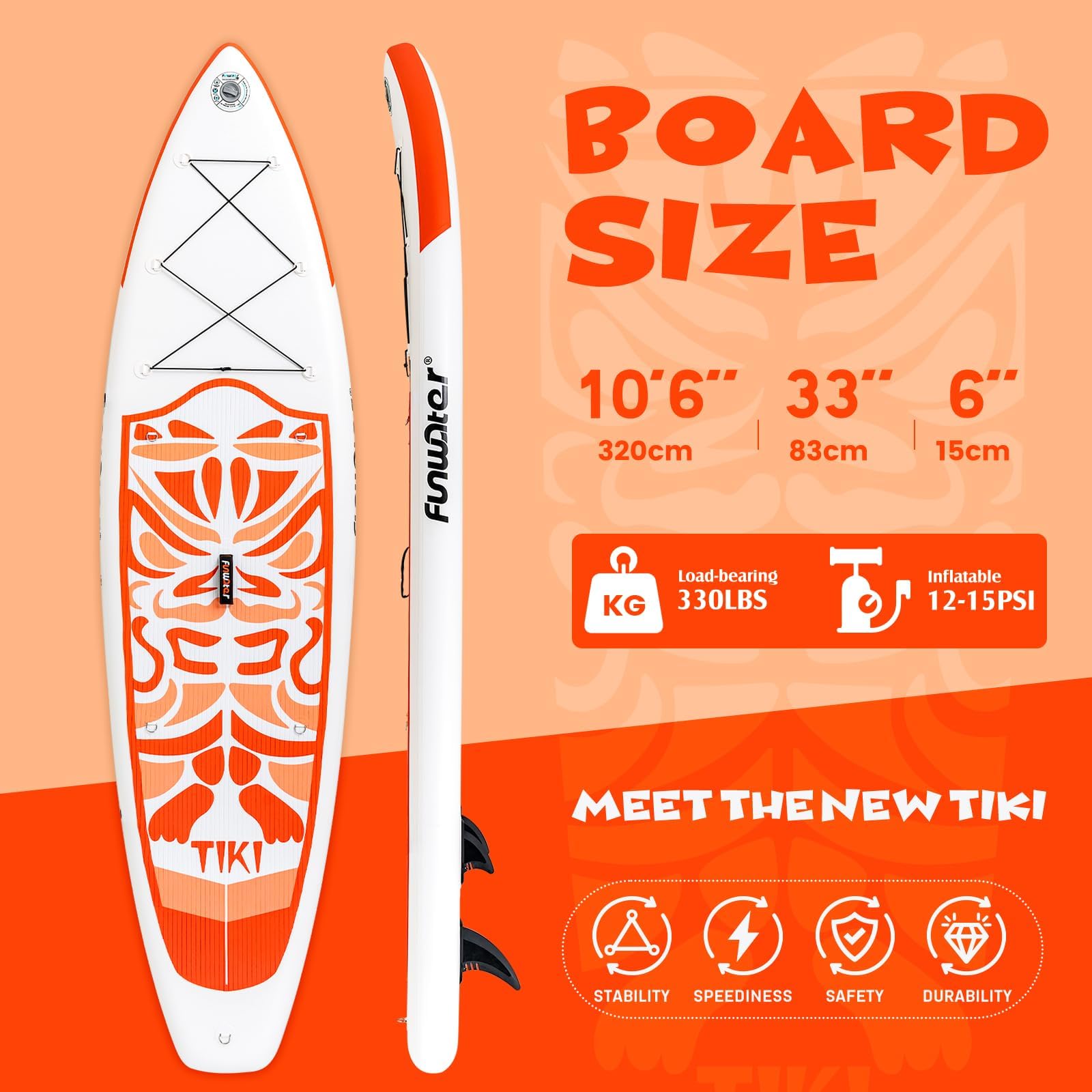FunWater Inflatable Stand Up Paddle Board Ultra-Light iSUP with Paddle & Pump / Accessories