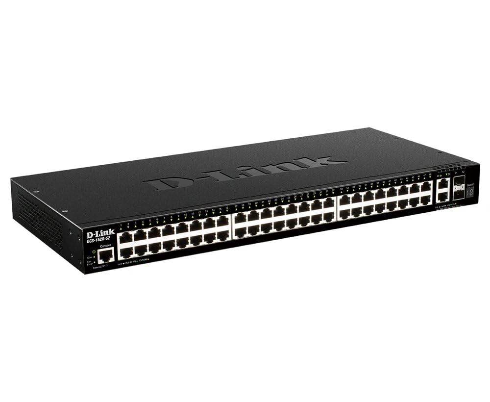 D-Link DGS-1520-52 52-Port PoE Layer 3 Stackable Smart Managed Switch 2 x 10G