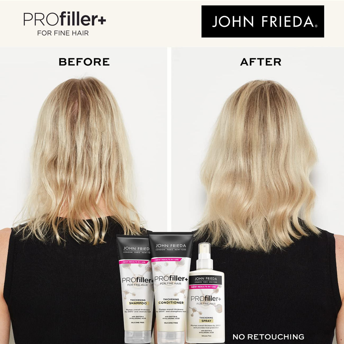 John Frieda PROfiller+ Thickening Spray 150ml - Heat Protection for Fine Hair