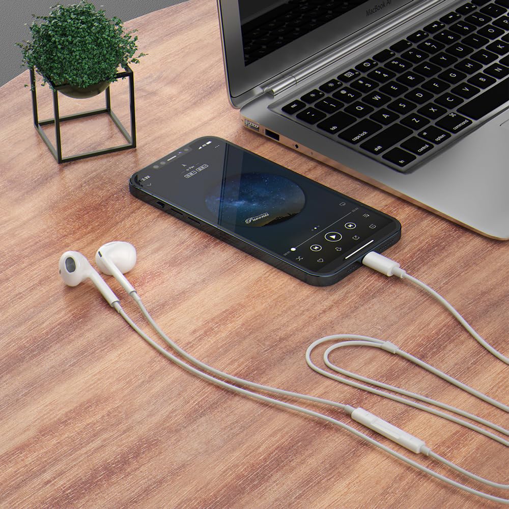 Maplin Wired Lightning Earbuds with Microphone & Controls, 1.2m